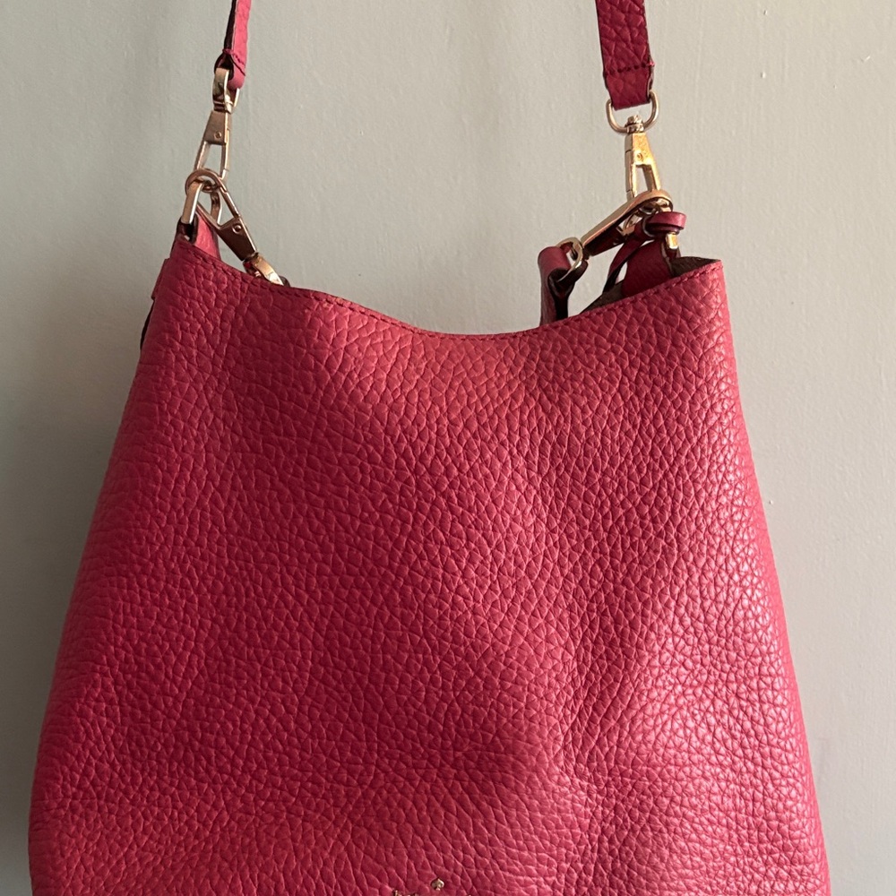 kate spade Pink Pebbled Leather Shoulder Bag with Gold Hardware